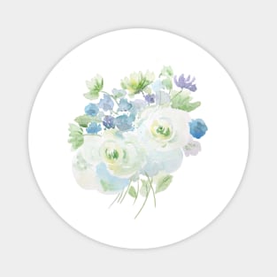 abstract green and blue flowers arrangement Magnet